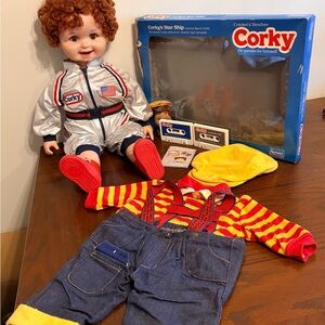 Vtg 1986 Playmates Talking CORKY Doll - Star Ship Astronaut Outfit & Cassette